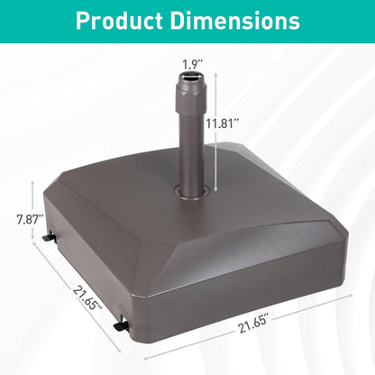 Patio Umbrella Base with 4 Wheels, 2 Locks and Adjustable Knob, Heavy Duty Fillable Market Umbrella Stand - Aoodor 