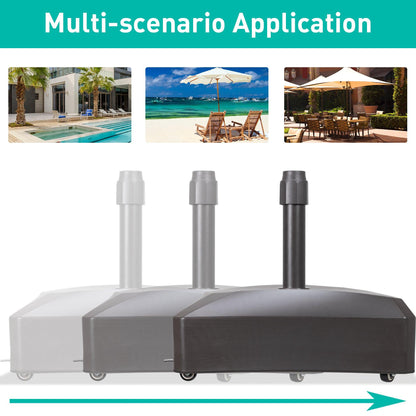 Patio Umbrella Base with 4 Wheels, 2 Locks and Adjustable Knob, Heavy Duty Fillable Market Umbrella Stand - Aoodor 
