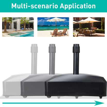 Patio Umbrella Base with 4 Wheels, 2 Locks and Adjustable Knob, Heavy Duty Fillable Market Umbrella Stand - Aoodor 