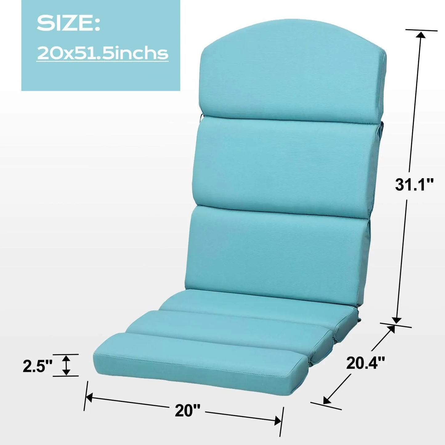52x20x2.5 inch Patio High-Back Adirondack Chair Cushions Set of 2 - Blue - Aoodor 