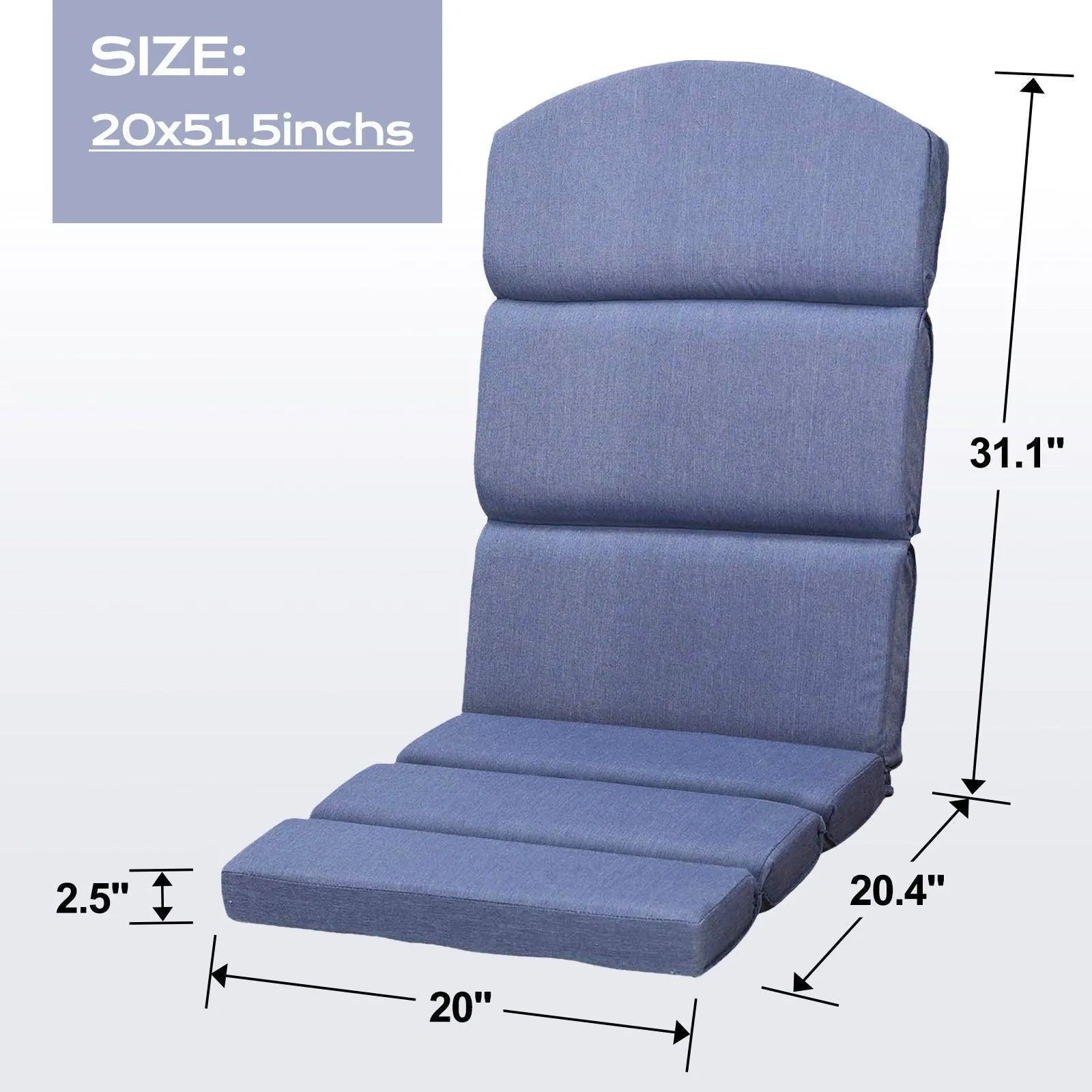 52x20x2.5 inch Patio High-Back Adirondack Chair Cushions Set of 2 - Dark Blue - Aoodor 
