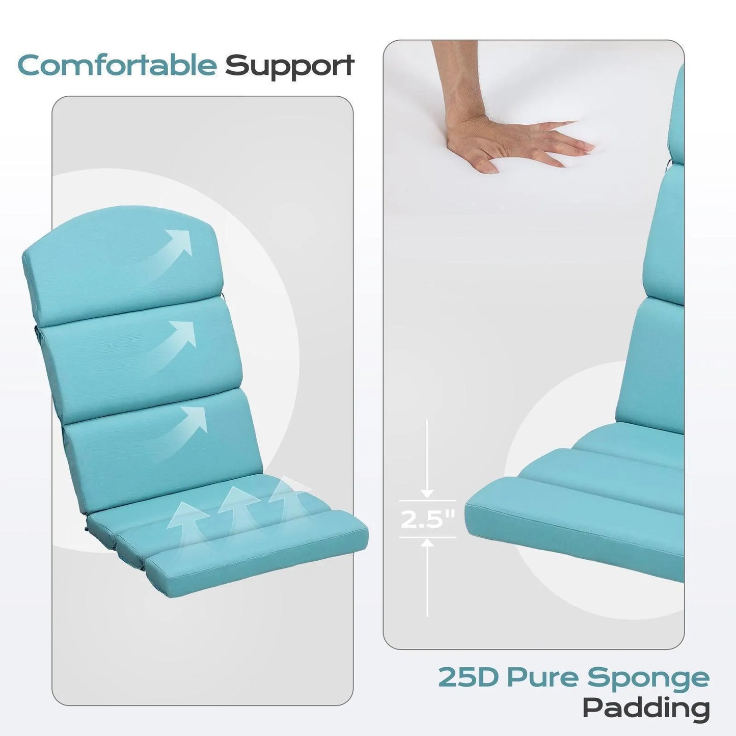 52x20x2.5 inch Patio High-Back Adirondack Chair Cushions Set of 2 - Blue - Aoodor 