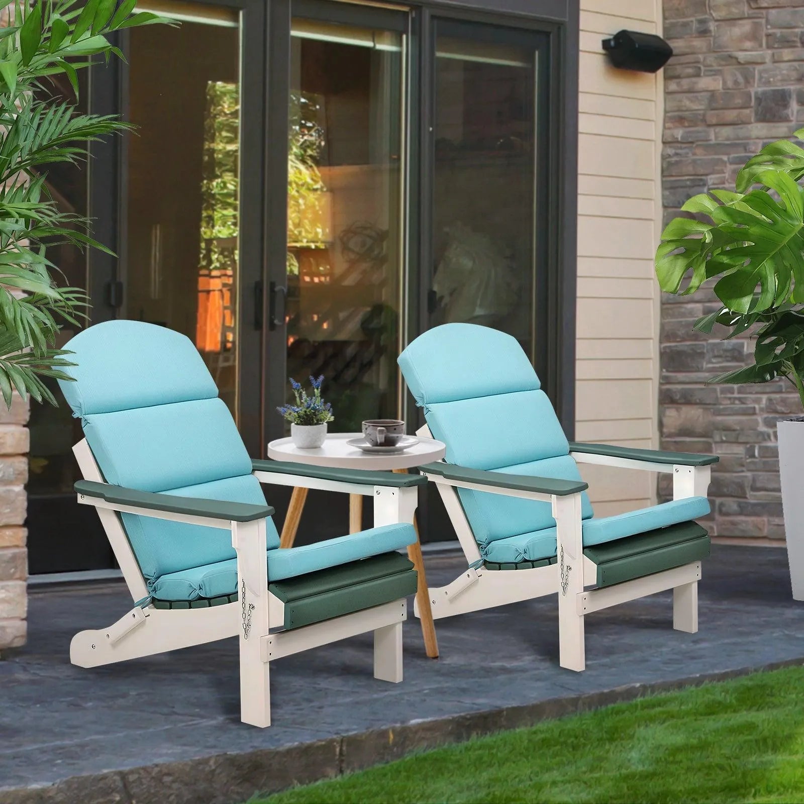 52x20x2.5 inch Patio High-Back Adirondack Chair Cushions Set of 2 - Blue - Aoodor 