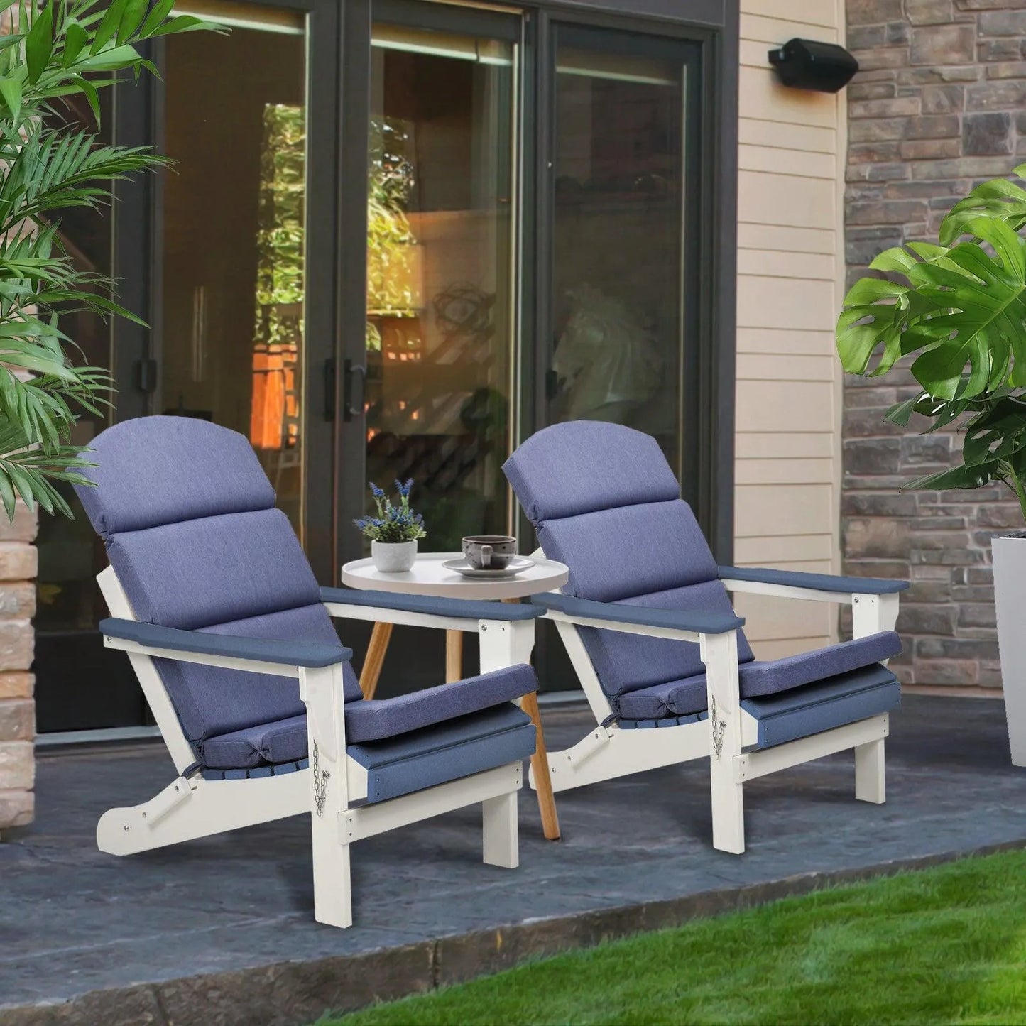 52x20x2.5 inch Patio High-Back Adirondack Chair Cushions Set of 2 - Dark Blue - Aoodor 