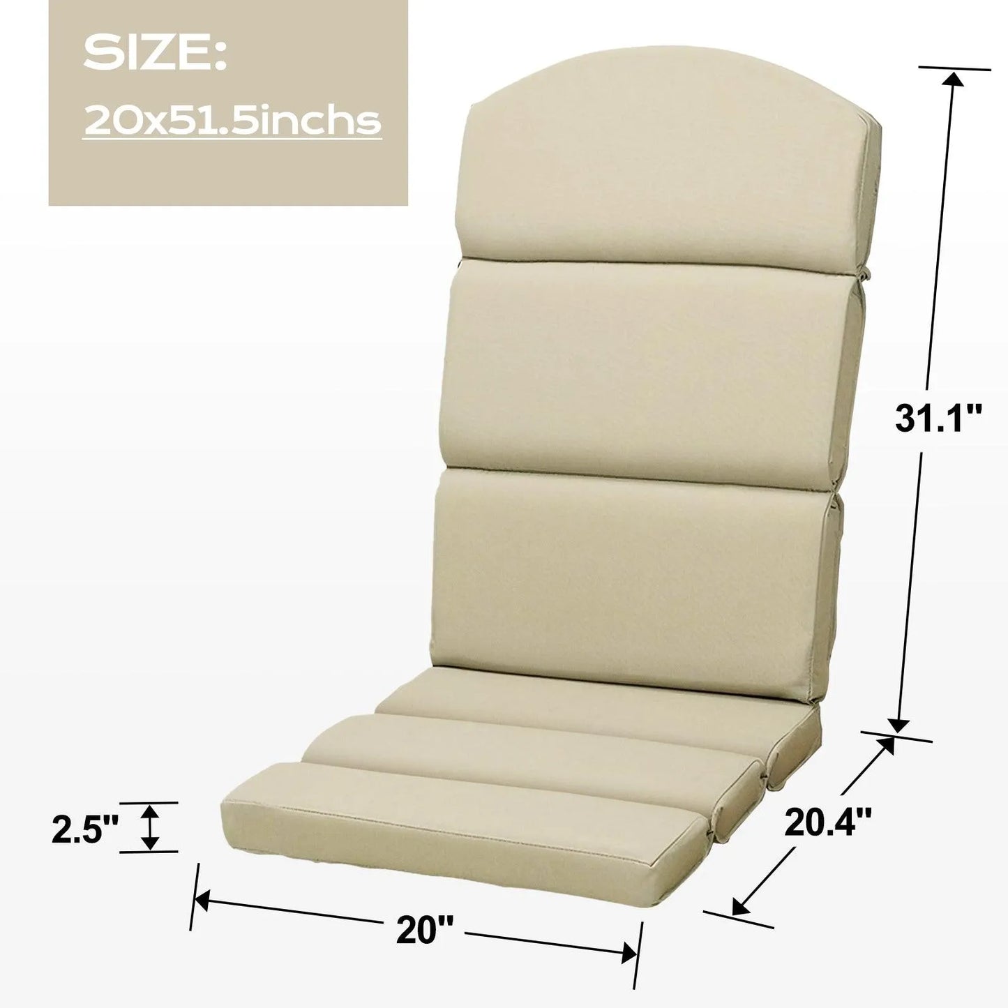 52x20x2.5 inch Patio High-Back Adirondack Chair Cushions Set of 2 - Brown - Aoodor 