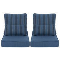 Patio Deep Chair Cushion, 2 Back 2 Seater 2 Pillow, Dark Blue Stripe