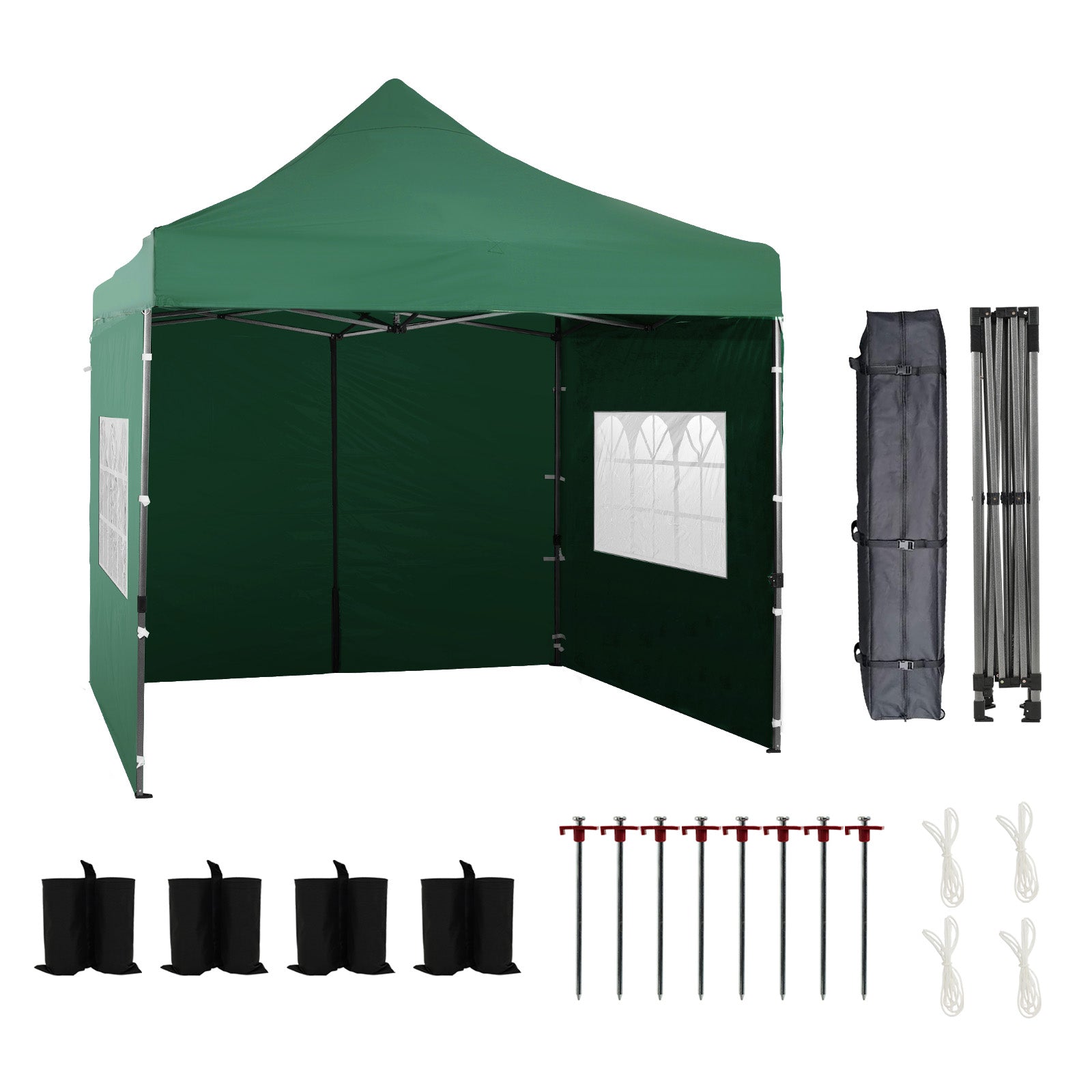 10x10 ft. Pop Up Canopy Tent with Windows Sidewalls and Wheeled Bag - Aoodor 