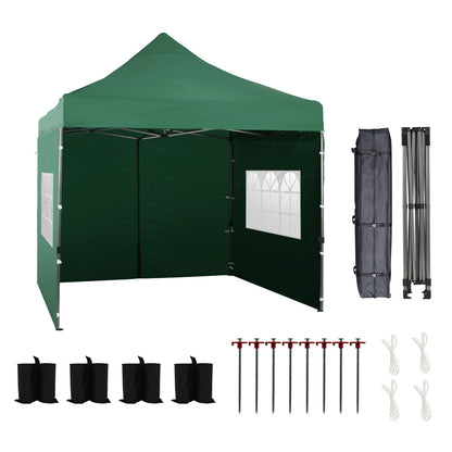 10x10 ft. Pop Up Canopy Tent with Windows Sidewalls and Wheeled Bag - Aoodor 
