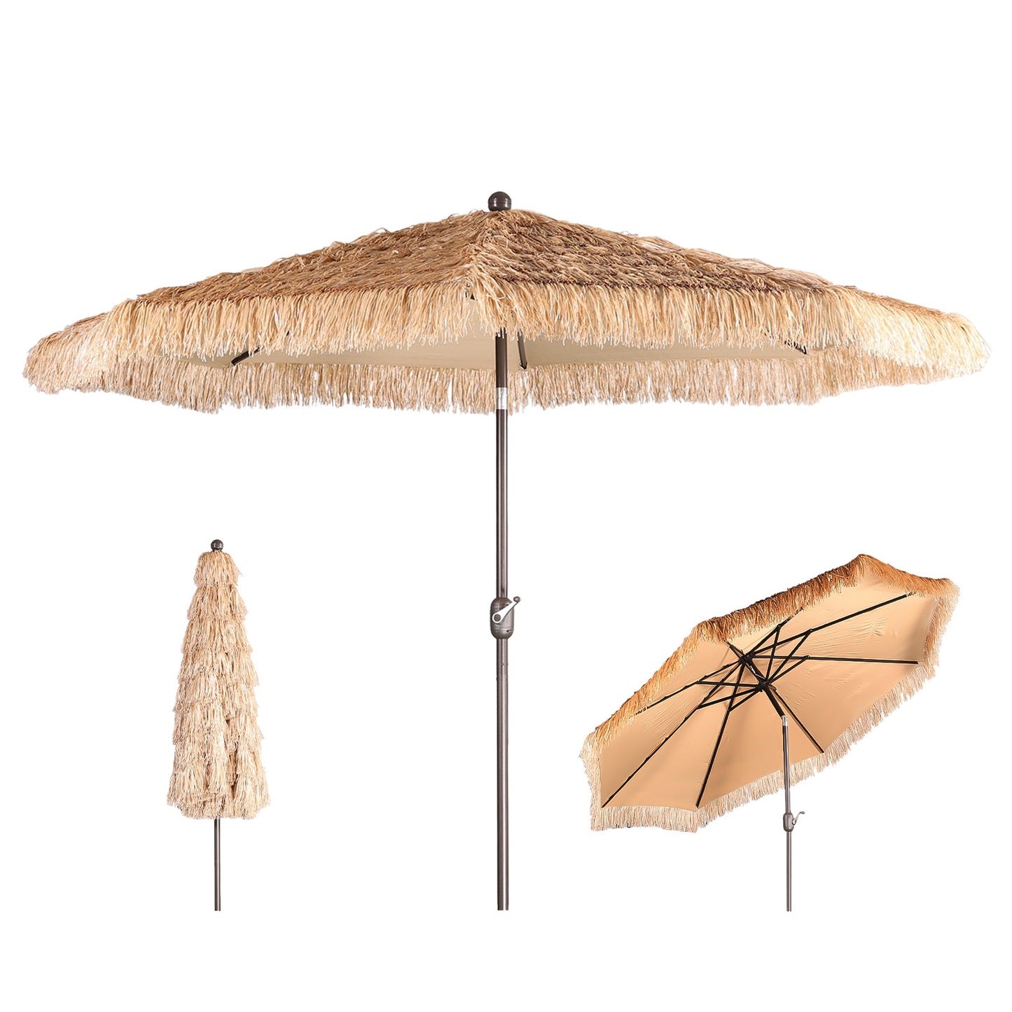 Patio Umbrella Thatched Outdoor Umbrella (No Base) - Aoodor 
