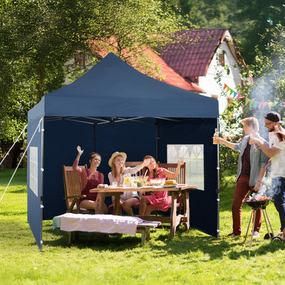10x10 ft. Pop Up Canopy Tent with Windows Sidewalls and Wheeled Bag - Aoodor 