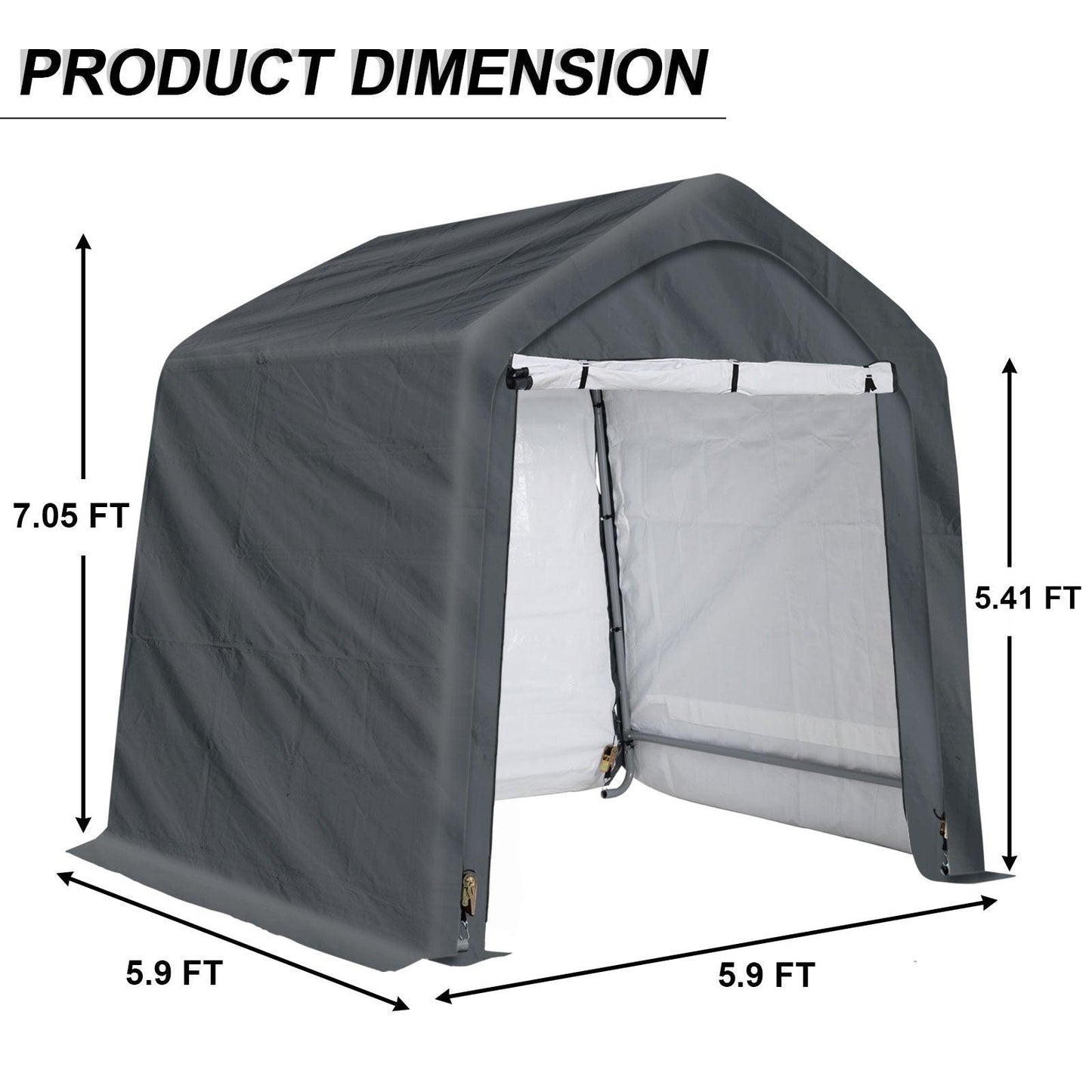6x6/6x8/8x8/8x12 ft. Heavy Duty Storage Shelter, Portable Shed Carport - Aoodor 