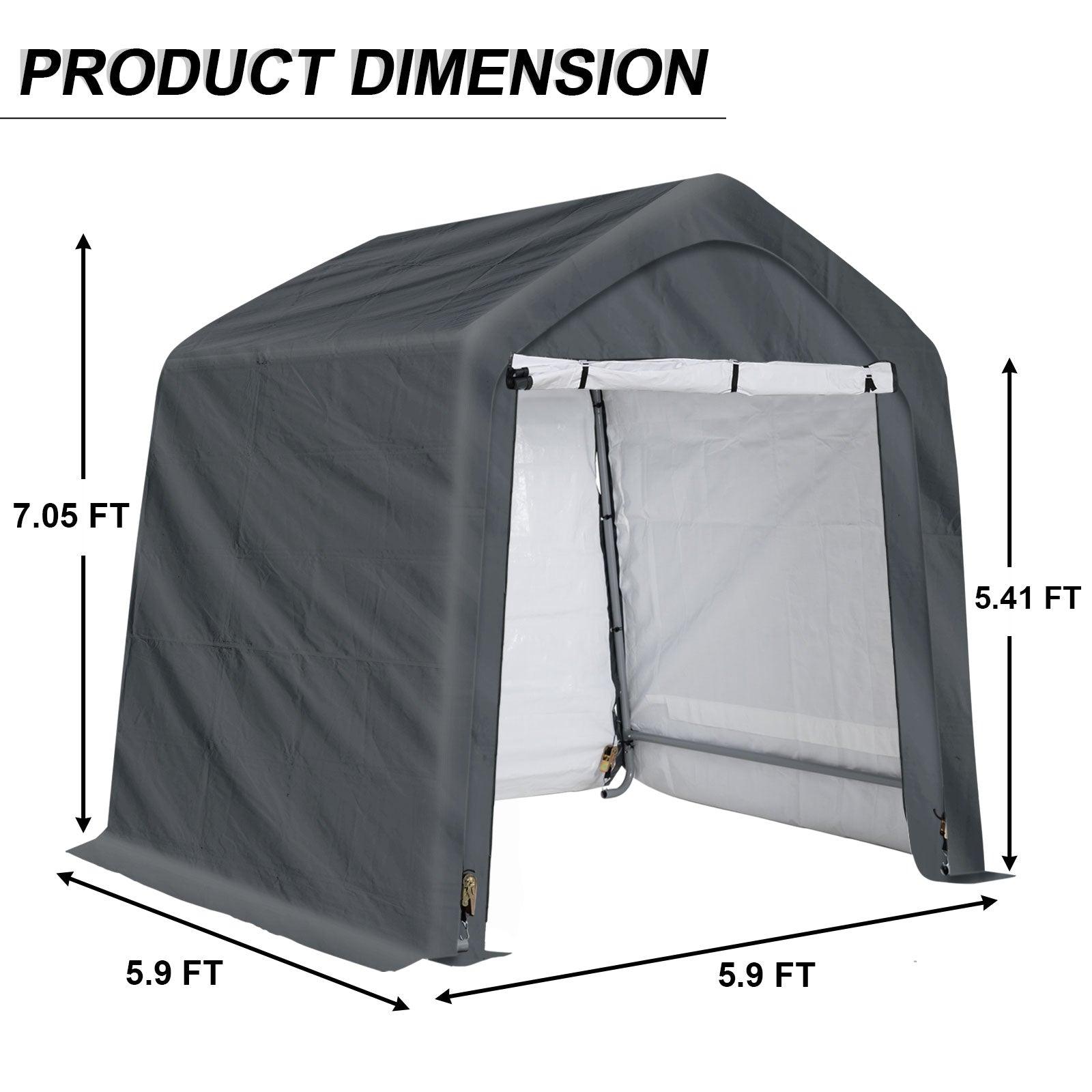 6x6/6x8/8x8/8x12 ft. Heavy Duty Storage Shelter, Portable Shed Carport - Aoodor 
