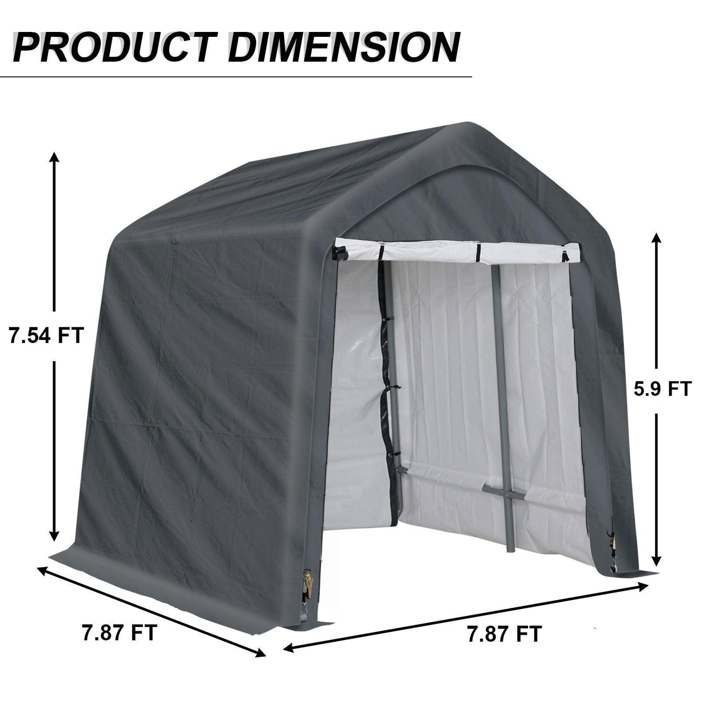 6x6/6x8/8x8/8x12 ft. Heavy Duty Storage Shelter, Portable Shed Carport - Aoodor 