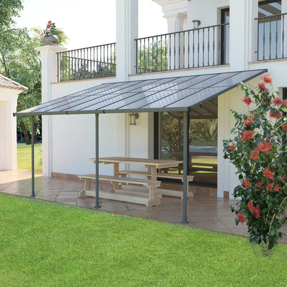 13x10/16.5x10 ft. Wall Mount Gazebo - Polycarbonate Outdoor Pergola - Aoodor 