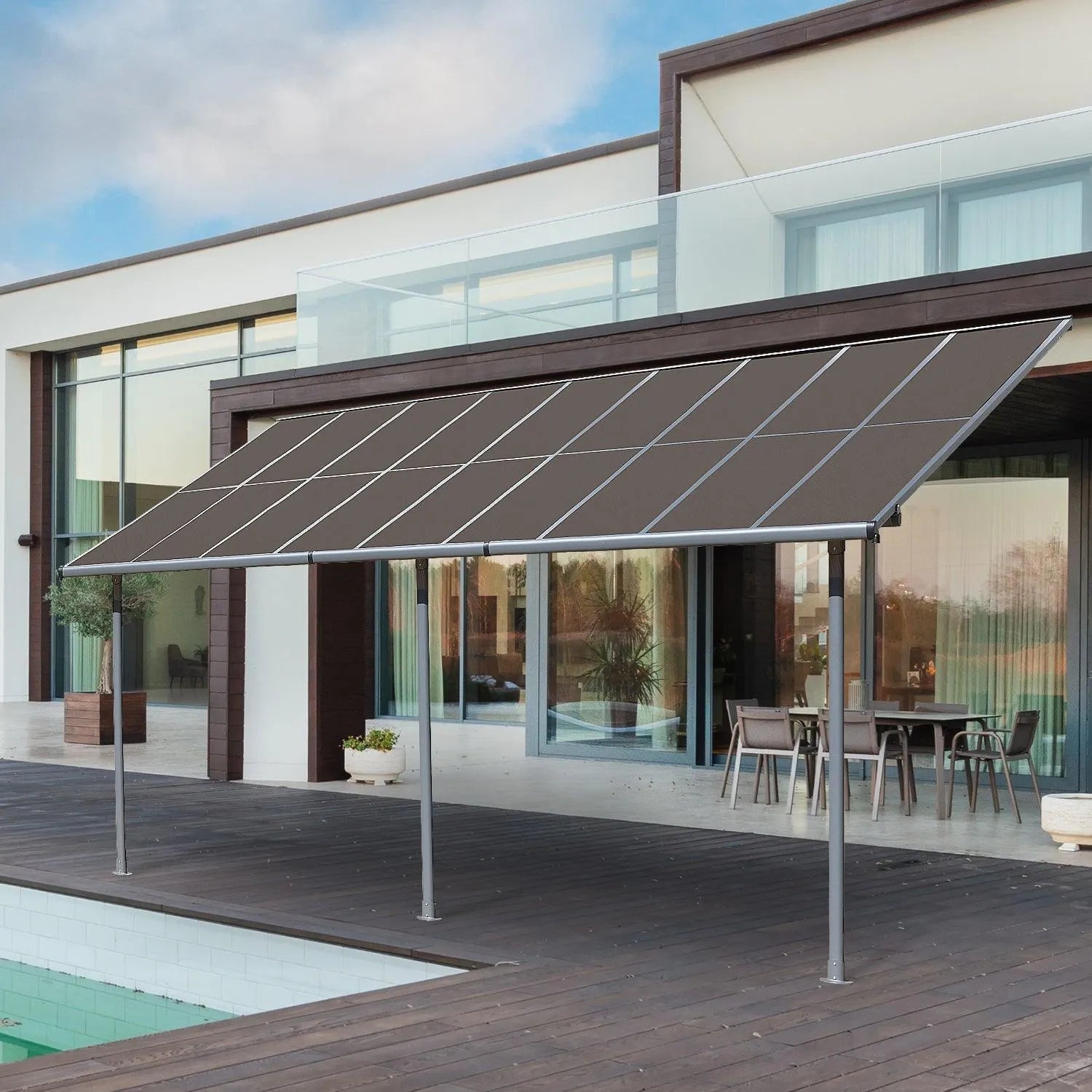 13x10/16.5x10 ft. Wall Mount Gazebo - Polycarbonate Outdoor Pergola - Aoodor 