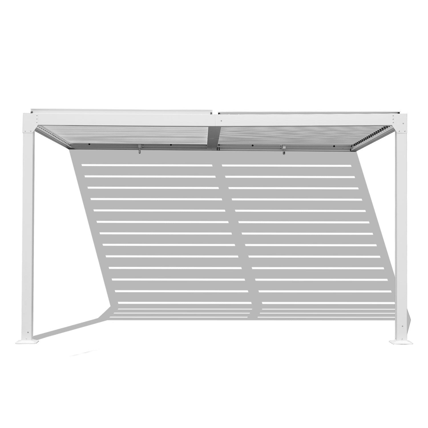 13x10 ft. Outdoor Aluminum Wall Mounted Louvered Pergola, Sun Shade Shelter with 2 Adjustable Panels  - Dark Gray/White - Aoodor 