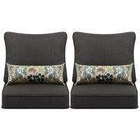24'' x 24'' Patio Deep Chair Cushion - 2 Back 2 Seater 2 Pillow CUSHION Aoodor Charcoal  