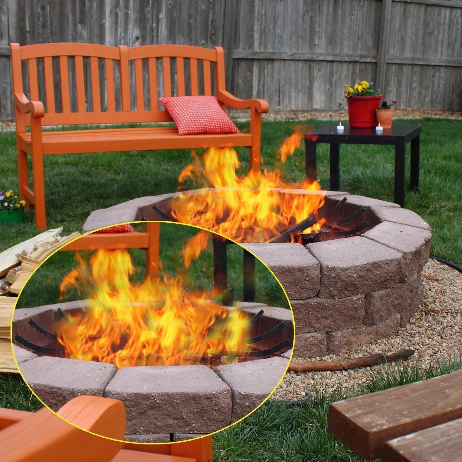 28/32/36 inch Heavy Duty Fire Grate Log Grate, Round Spider Wagon Wheel Firewood Grate - Aoodor 