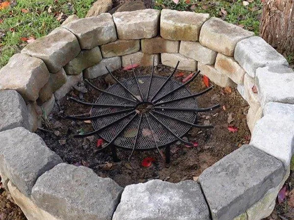 28/32/36 inch Heavy Duty Fire Grate Log Grate, Round Spider Wagon Wheel Firewood Grate - Aoodor 