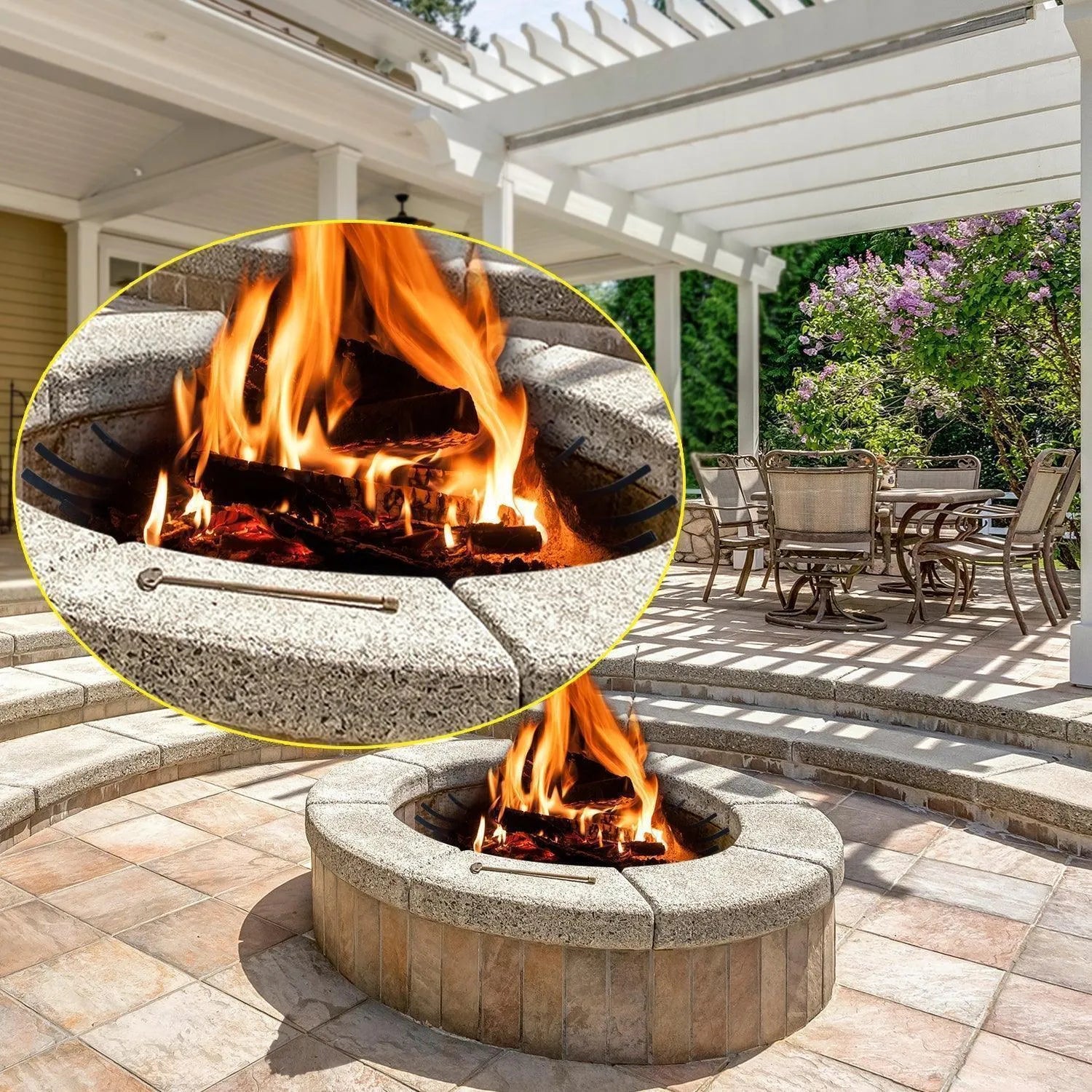28/32/36 inch Heavy Duty Fire Grate Log Grate, Round Spider Wagon Wheel Firewood Grate - Aoodor 