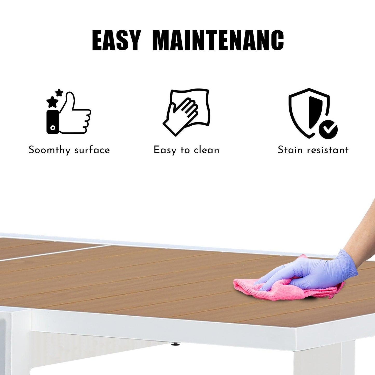 6-10 Person Outdoor Aluminum Patio Extendable Dining Table - Modern Rectangular Table for Patio, Deck, Garden, Courtyard (Table Only) - Aoodor 