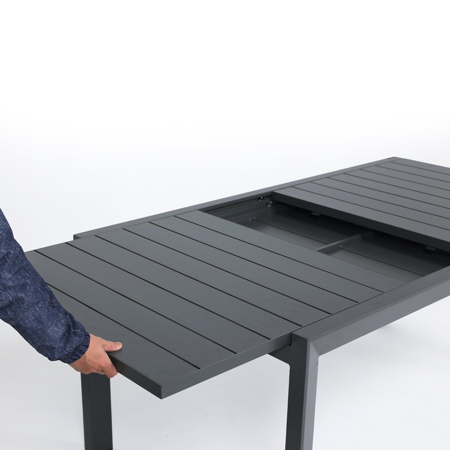 6-10 Person Outdoor Aluminum Patio Extendable Dining Table - Modern Rectangular Table for Patio, Deck, Garden, Courtyard (Table Only) - Aoodor 