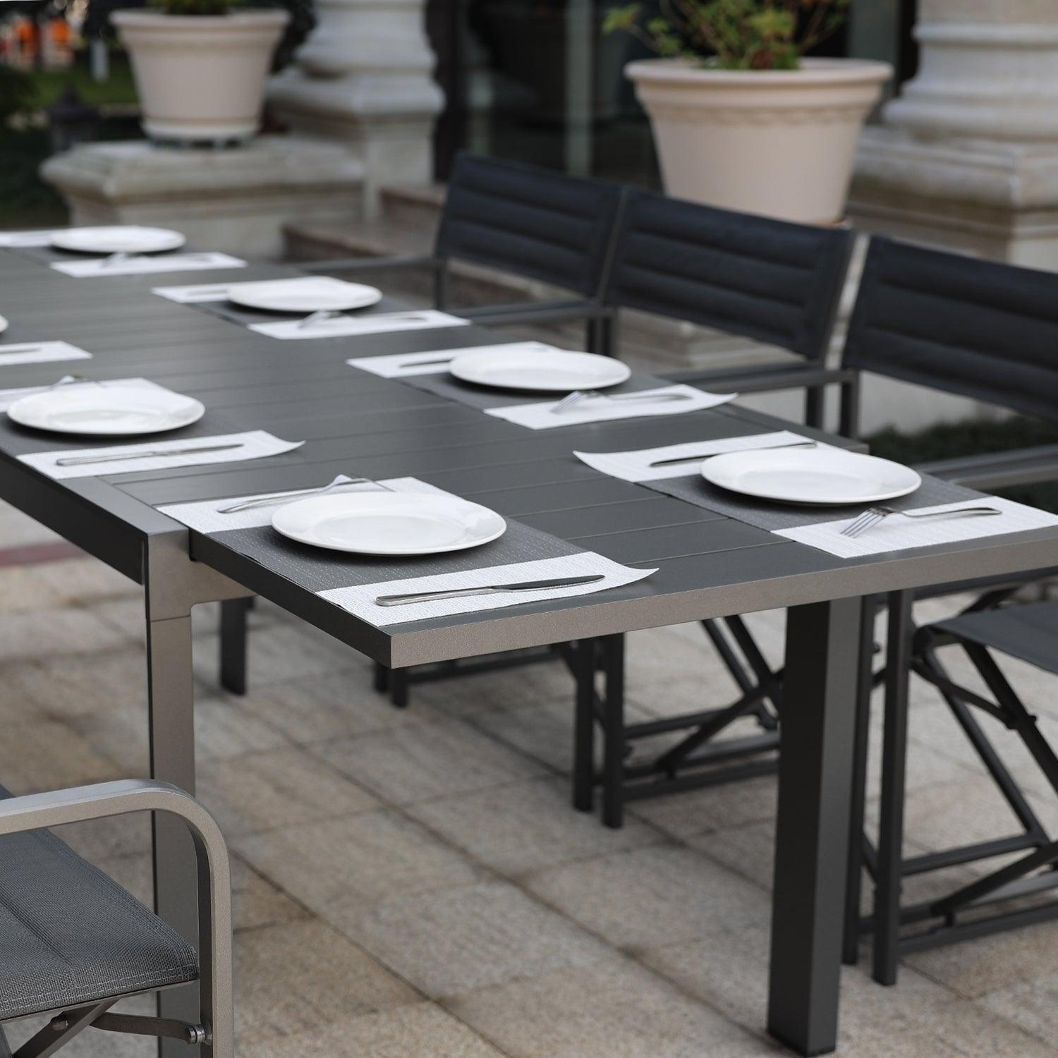 6-10 Person Outdoor Aluminum Patio Extendable Dining Table - Modern Rectangular Table for Patio, Deck, Garden, Courtyard (Table Only) - Aoodor 