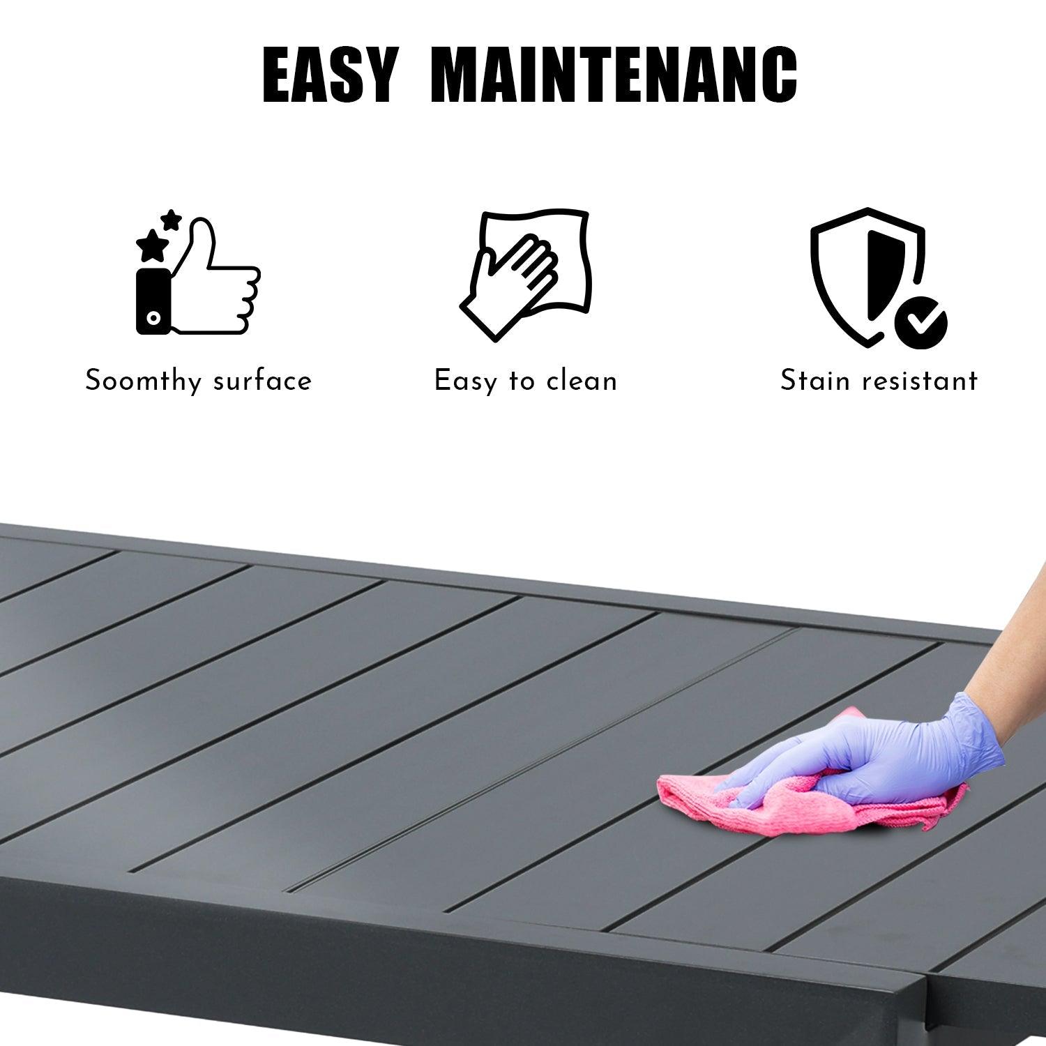 6-10 Person Outdoor Aluminum Patio Extendable Dining Table - Modern Rectangular Table for Patio, Deck, Garden, Courtyard (Table Only) - Aoodor 