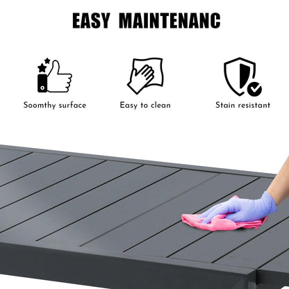 6-10 Person Outdoor Aluminum Patio Extendable Dining Table - Modern Rectangular Table for Patio, Deck, Garden, Courtyard (Table Only) - Aoodor 