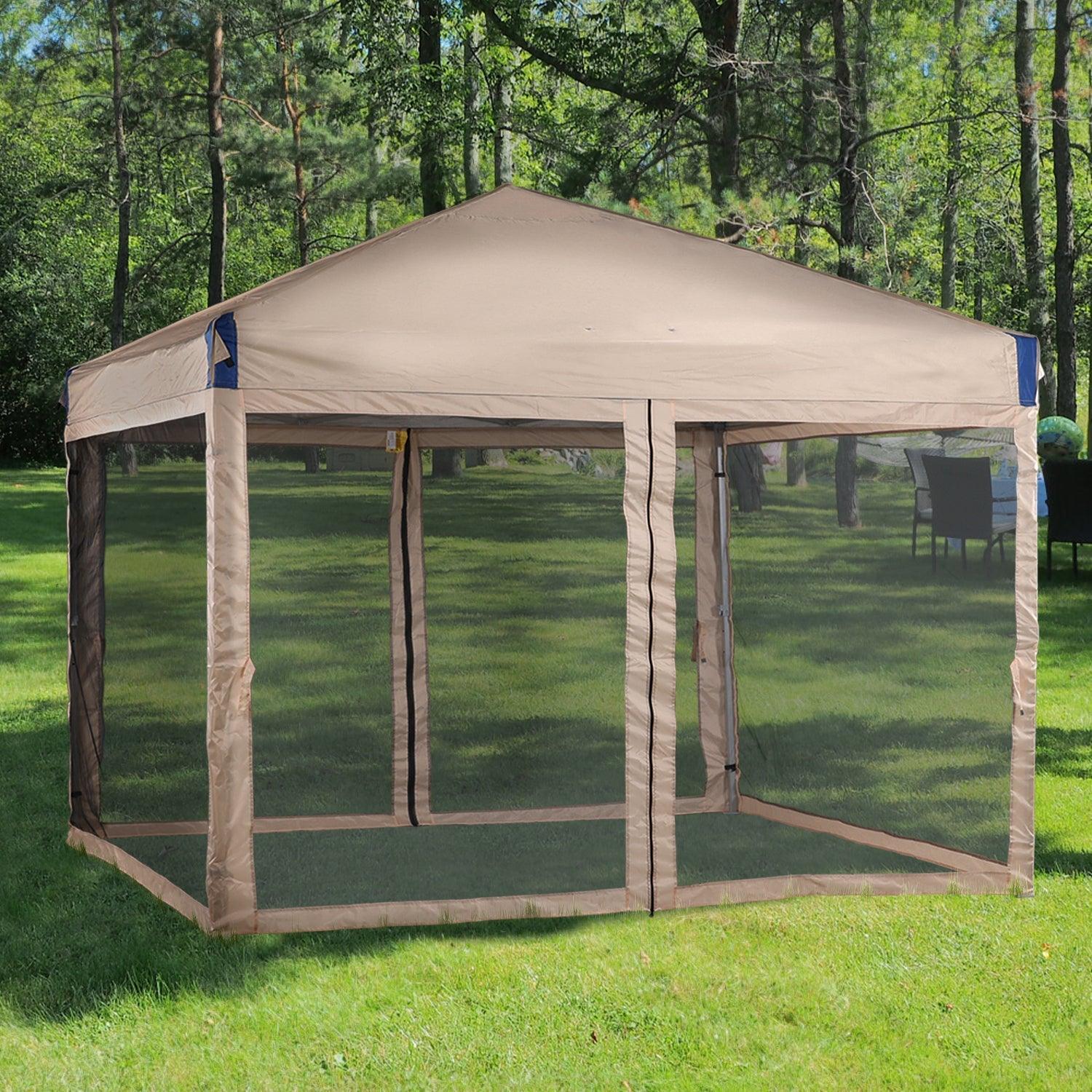 10x10/12x12 ft. Pop Up Canopy Tent with Removable Mesh Sidewalls - Aoodor 