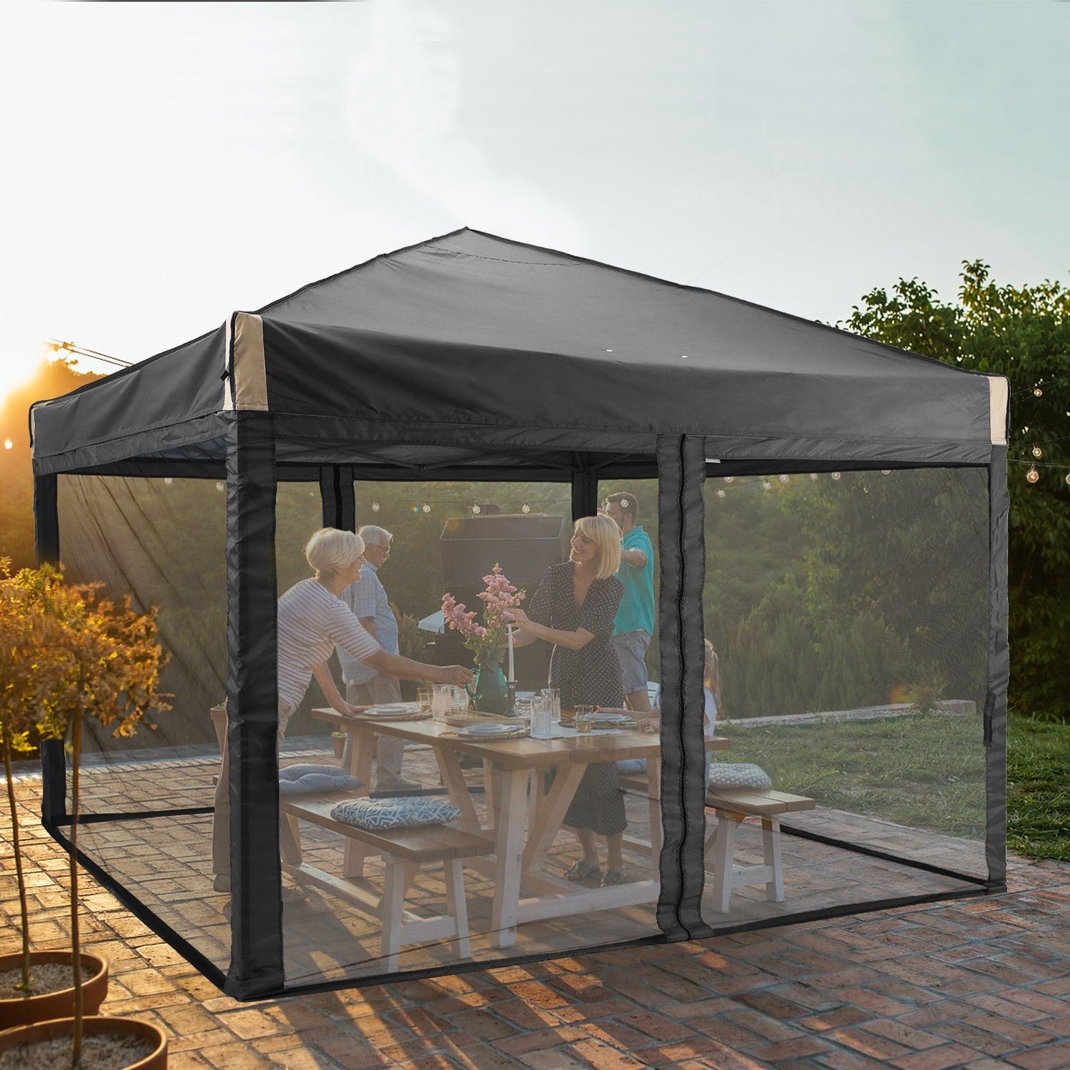 10x10/12x12 ft. Pop Up Canopy Tent with Removable Mesh Sidewalls - Aoodor 