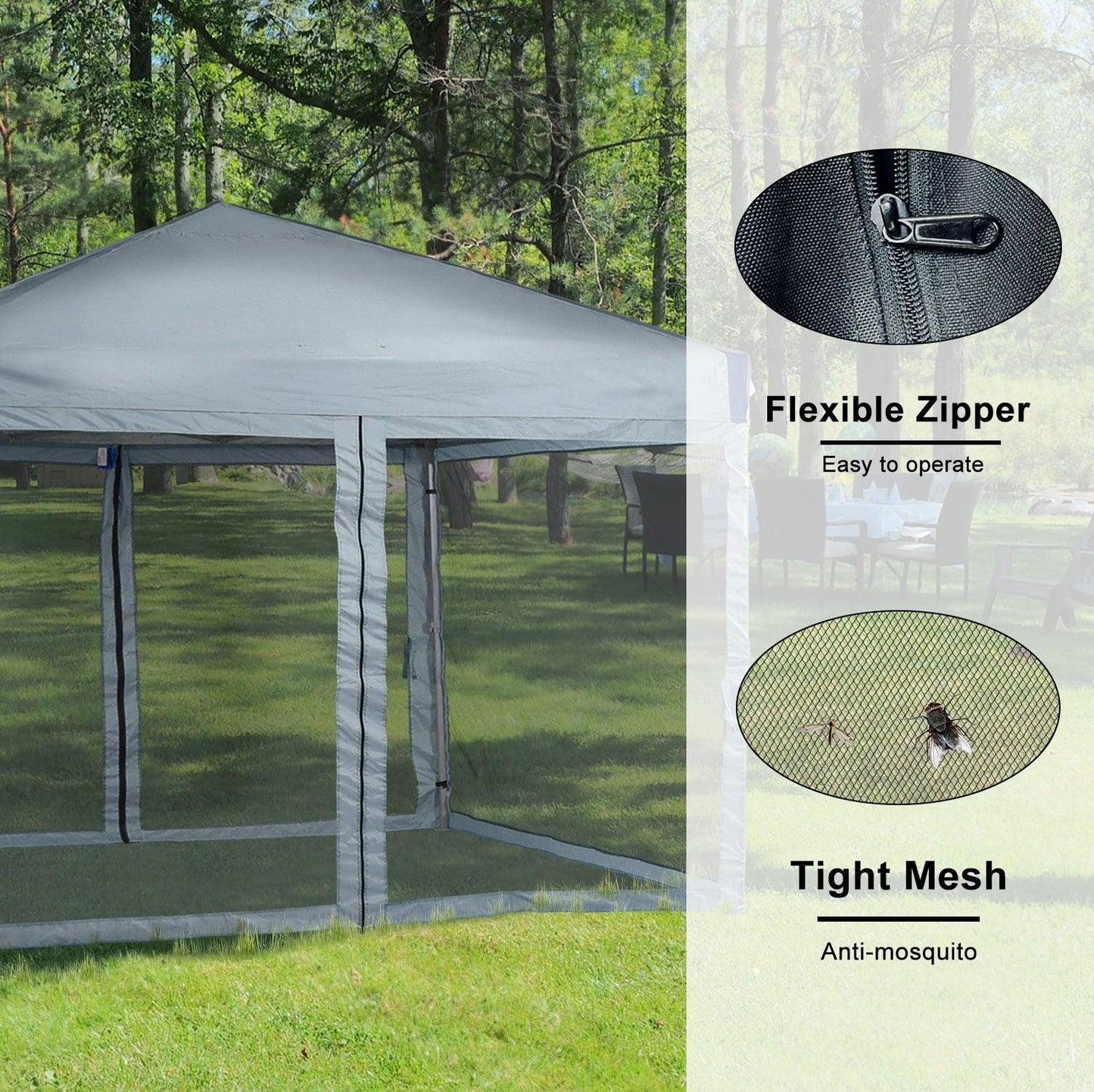 10x10/12x12 ft. Pop Up Canopy Tent with Removable Mesh Sidewalls - Aoodor 