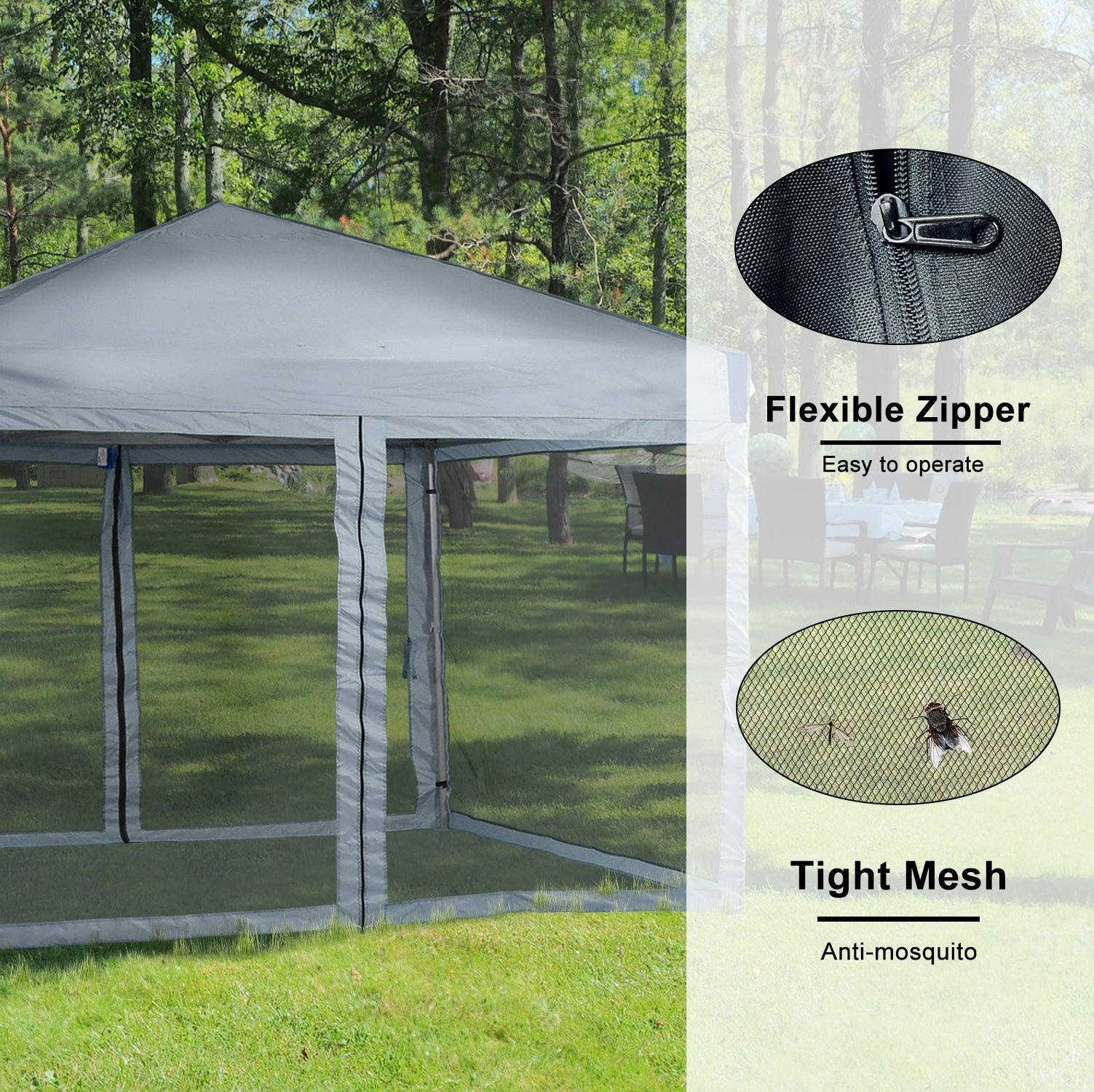 10x10/12x12 ft. Pop Up Canopy Tent with Removable Mesh Sidewalls - Aoodor 