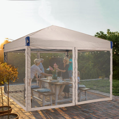 10x10/12x12 ft. Pop Up Canopy Tent with Removable Mesh Sidewalls - Aoodor 