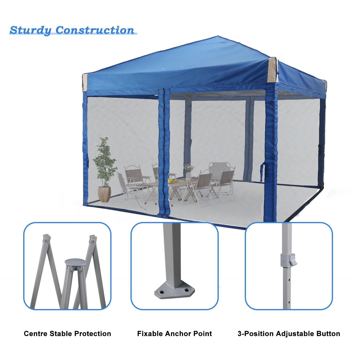 10x10/12x12 ft. Pop Up Canopy Tent with Removable Mesh Sidewalls - Aoodor 