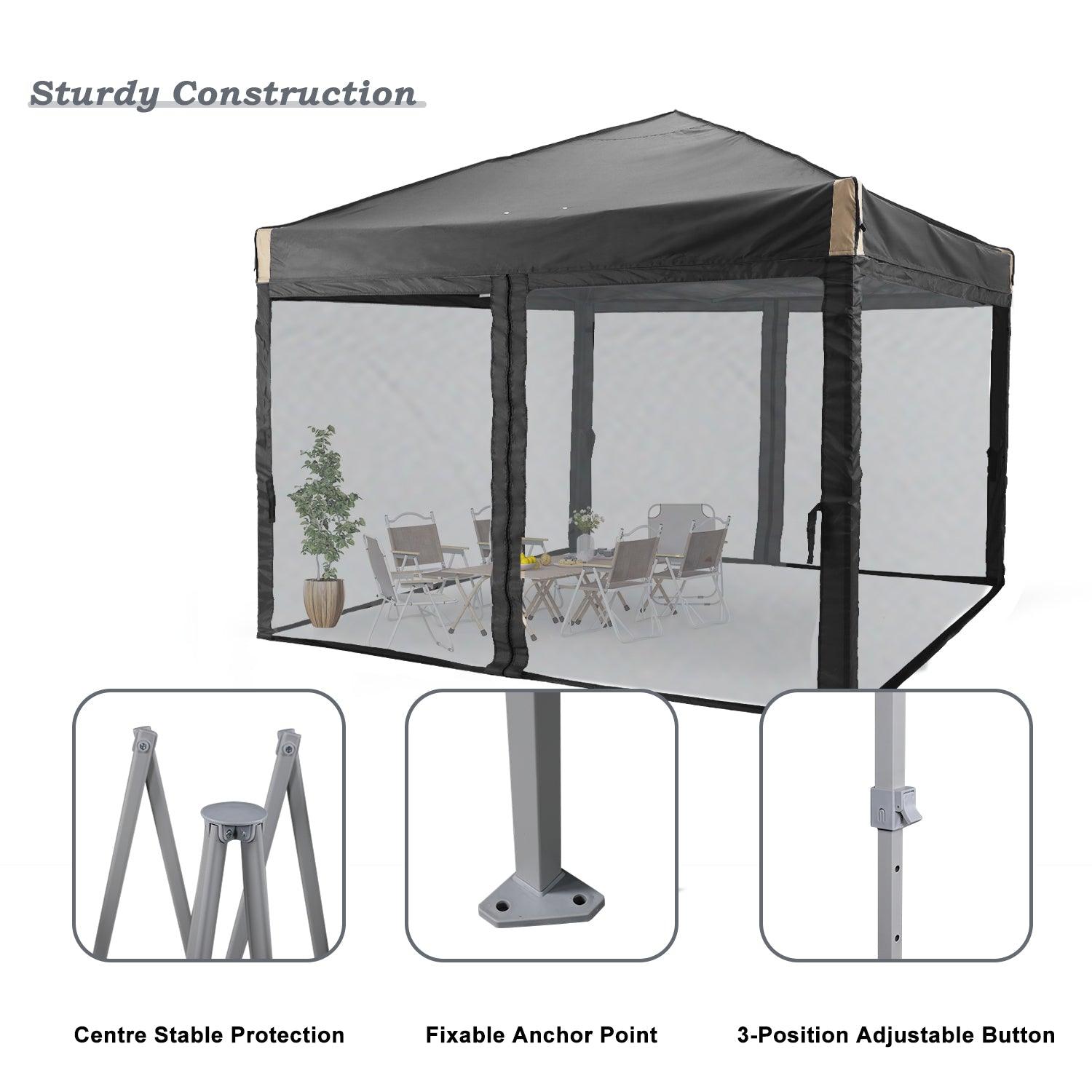 10x10/12x12 ft. Pop Up Canopy Tent with Removable Mesh Sidewalls - Aoodor 