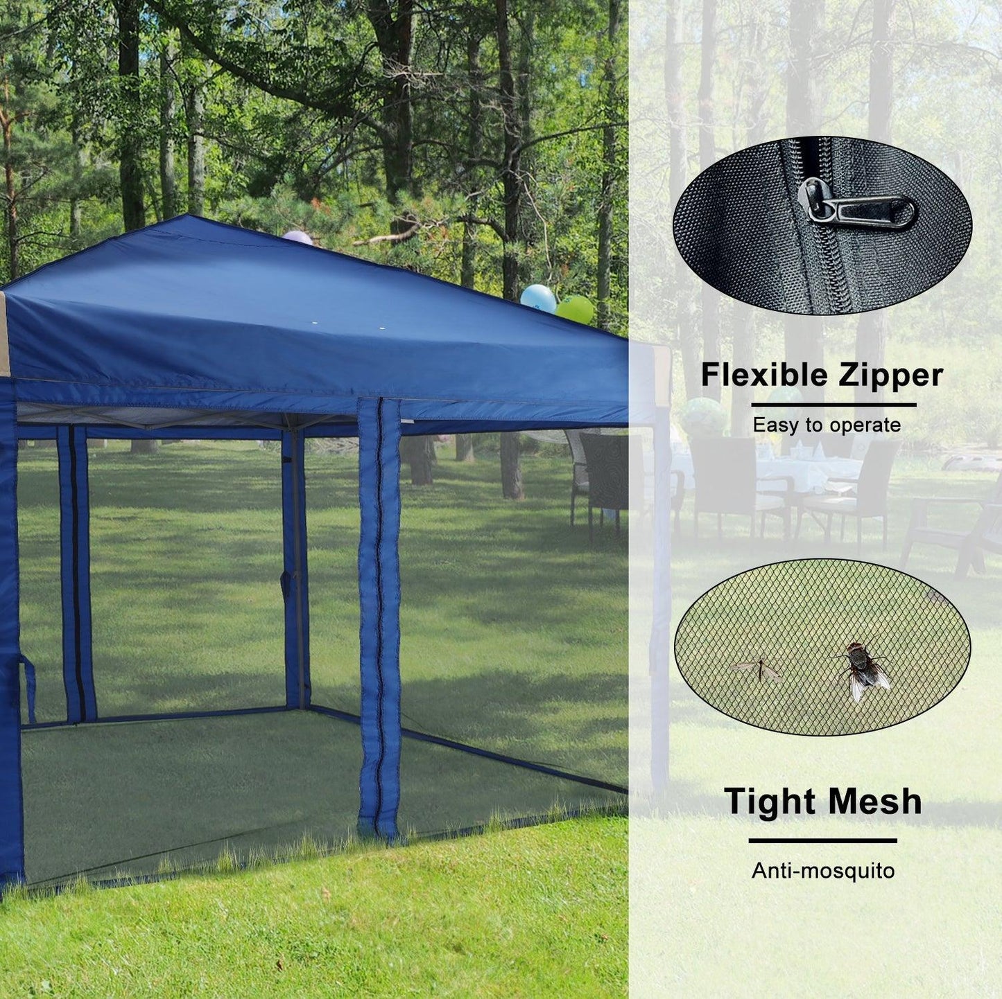 10x10/12x12 ft. Pop Up Canopy Tent with Removable Mesh Sidewalls - Aoodor 