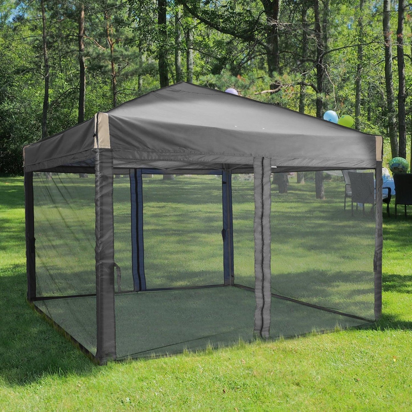 10x10/12x12 ft. Pop Up Canopy Tent with Removable Mesh Sidewalls - Aoodor 