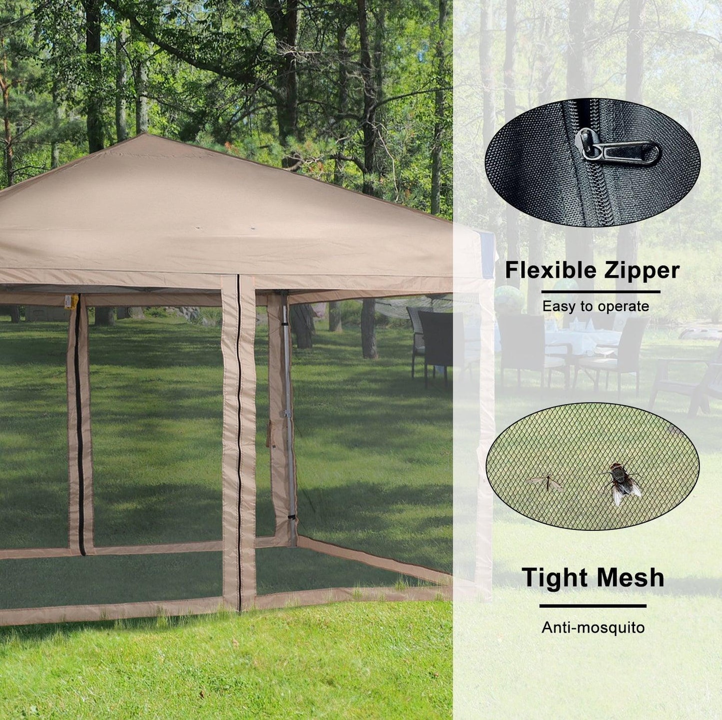 10x10/12x12 ft. Pop Up Canopy Tent with Removable Mesh Sidewalls - Aoodor 