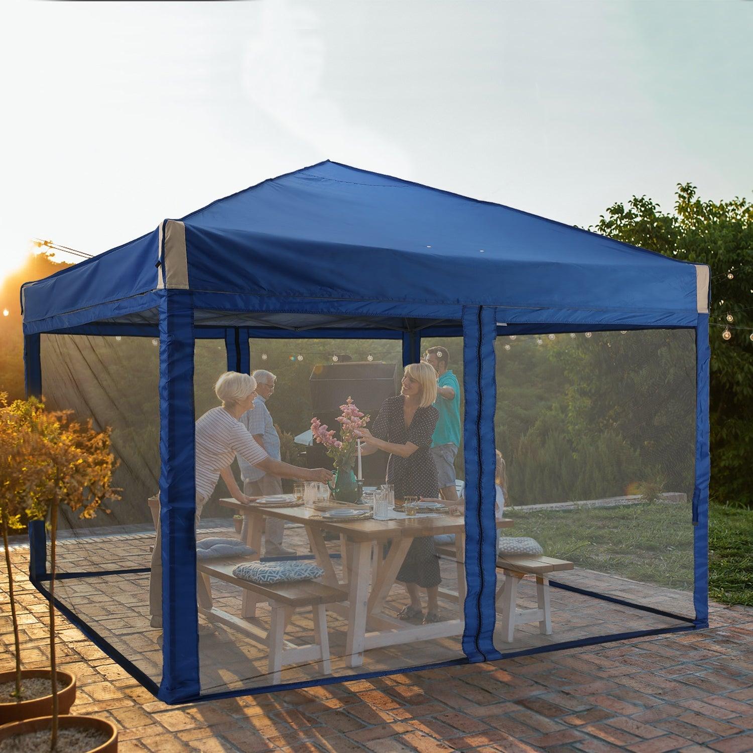 10x10/12x12 ft. Pop Up Canopy Tent with Removable Mesh Sidewalls - Aoodor 