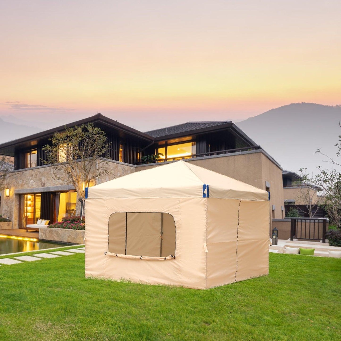 10x10/12x12 ft. Pop Up Canopy Tent with Curtain and Roller Bag - Aoodor 