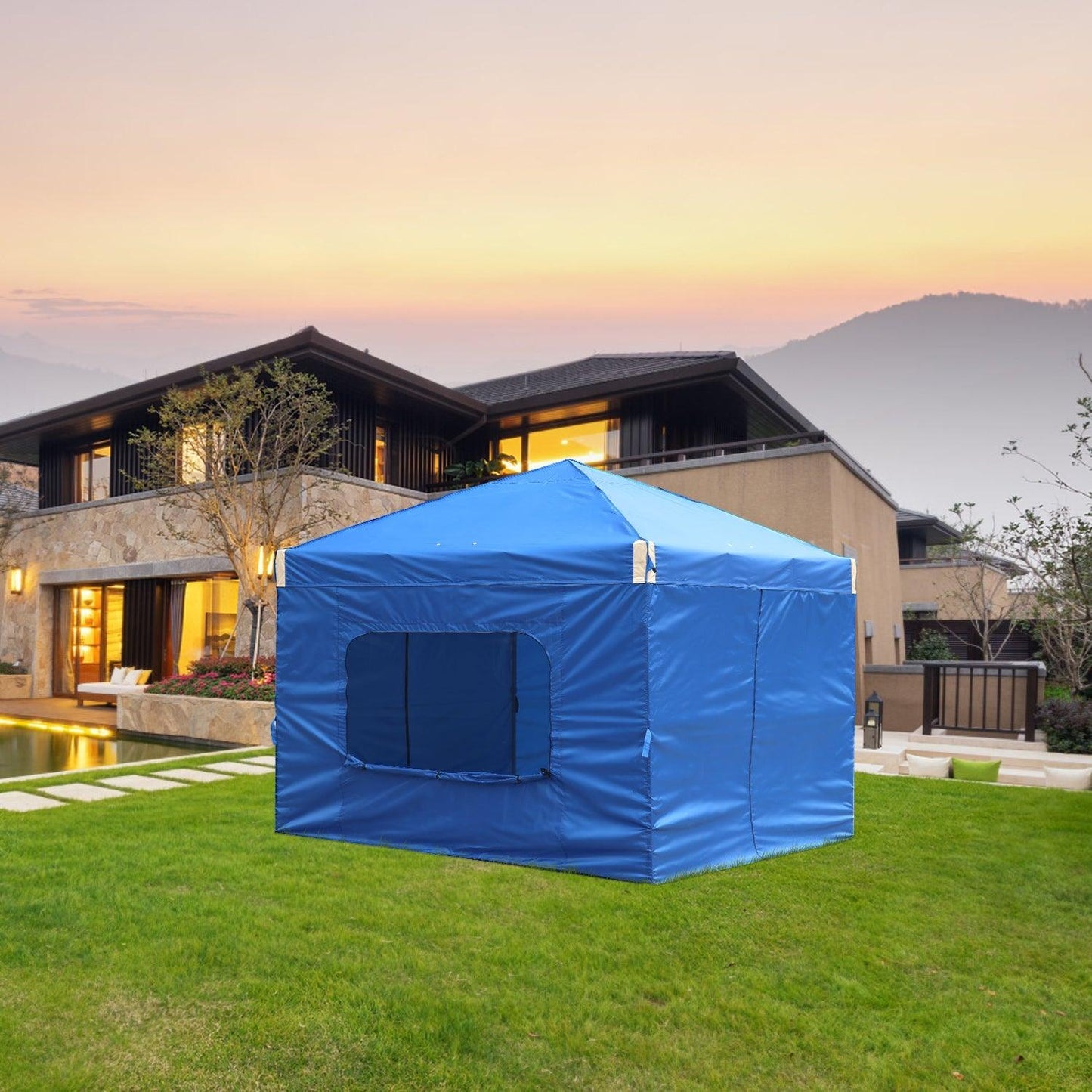 10x10/12x12 ft. Pop Up Canopy Tent with Curtain and Roller Bag - Aoodor 