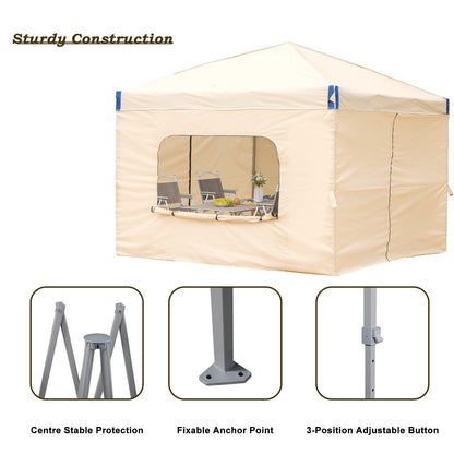 10x10/12x12 ft. Pop Up Canopy Tent with Curtain and Roller Bag - Aoodor 