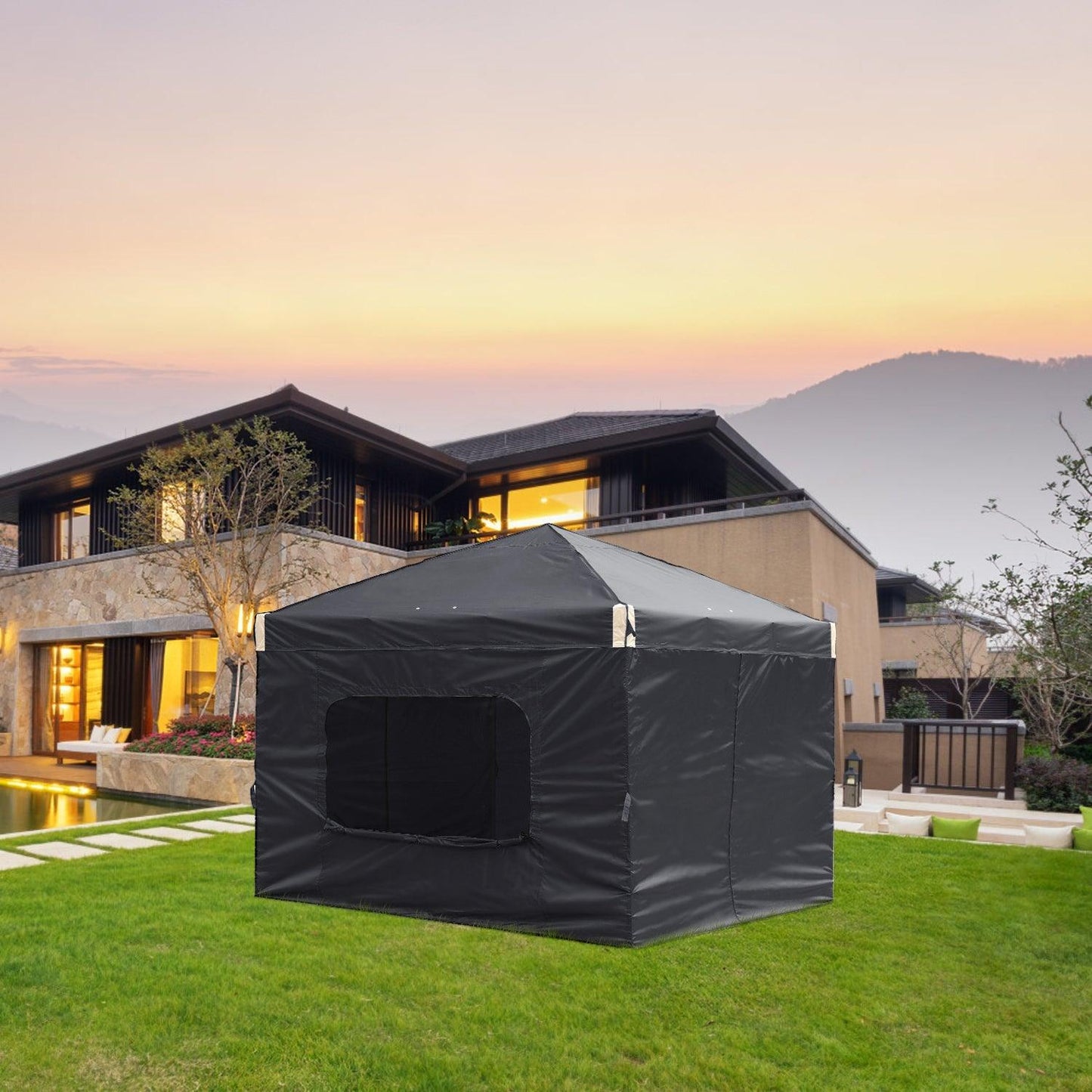 10x10/12x12 ft. Pop Up Canopy Tent with Curtain and Roller Bag - Aoodor 