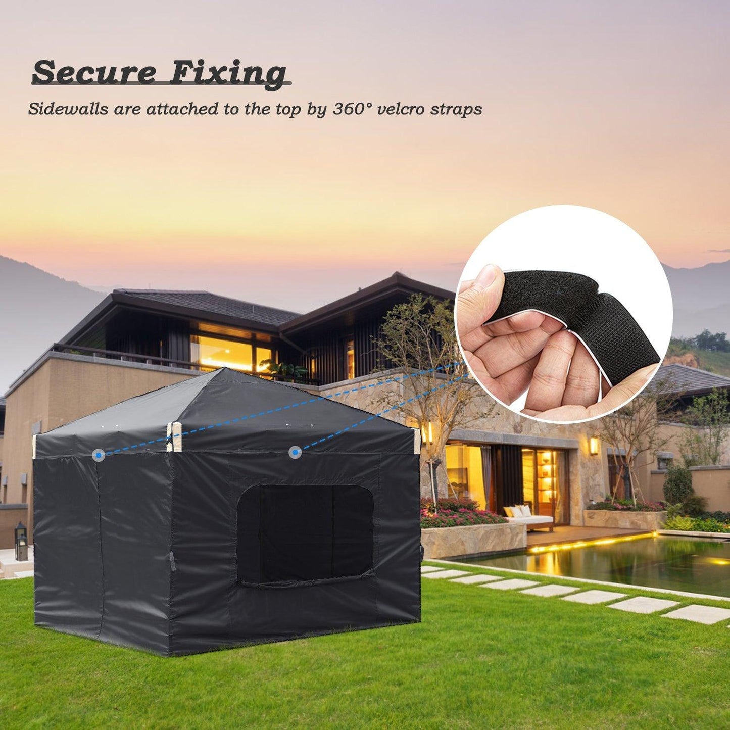 10x10/12x12 ft. Pop Up Canopy Tent with Curtain and Roller Bag - Aoodor 