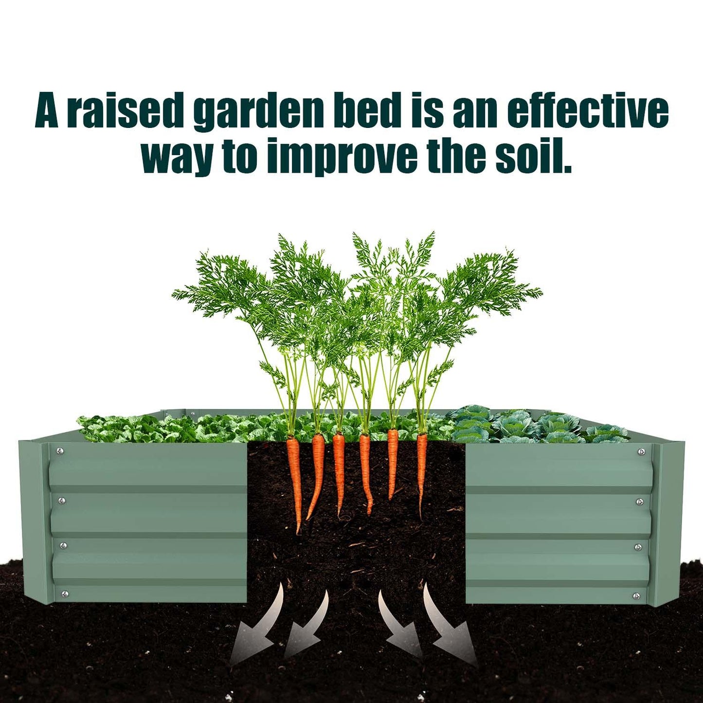 Raised Garden Bed 4' x 2' x 1' - Premium Metal Planters for Patio and Outdoor Yard Gardening - Set of 2 Beds  Aoodor