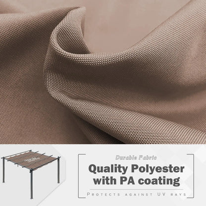 10x10/10x13 ft. Pergola Replacement Canopy - Retractable Shade in Dark Brown Fabric - Aoodor 