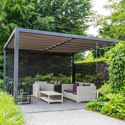 10x10/10x13 ft. Pergola Replacement Canopy - Retractable Shade in Dark Brown Fabric - Aoodor 